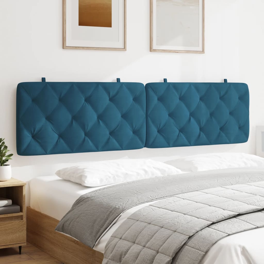 vidaXL Cabecero de cama acolchado terciopelo azul 200 cm