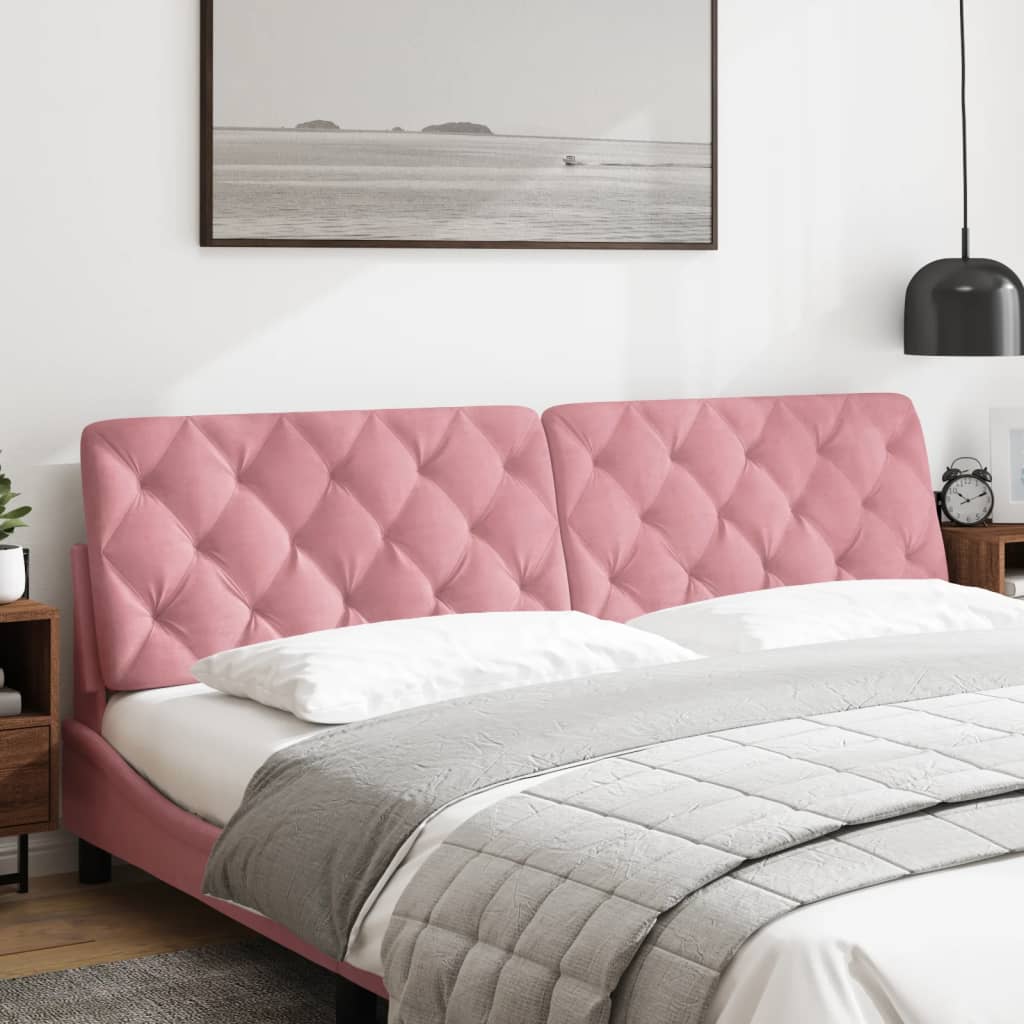 vidaXL Cabecero de cama acolchado terciopelo rosa 200 cm