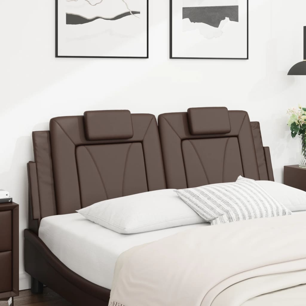 vidaXL Cabecero de cama acolchado cuero sintético marrón 140 cm