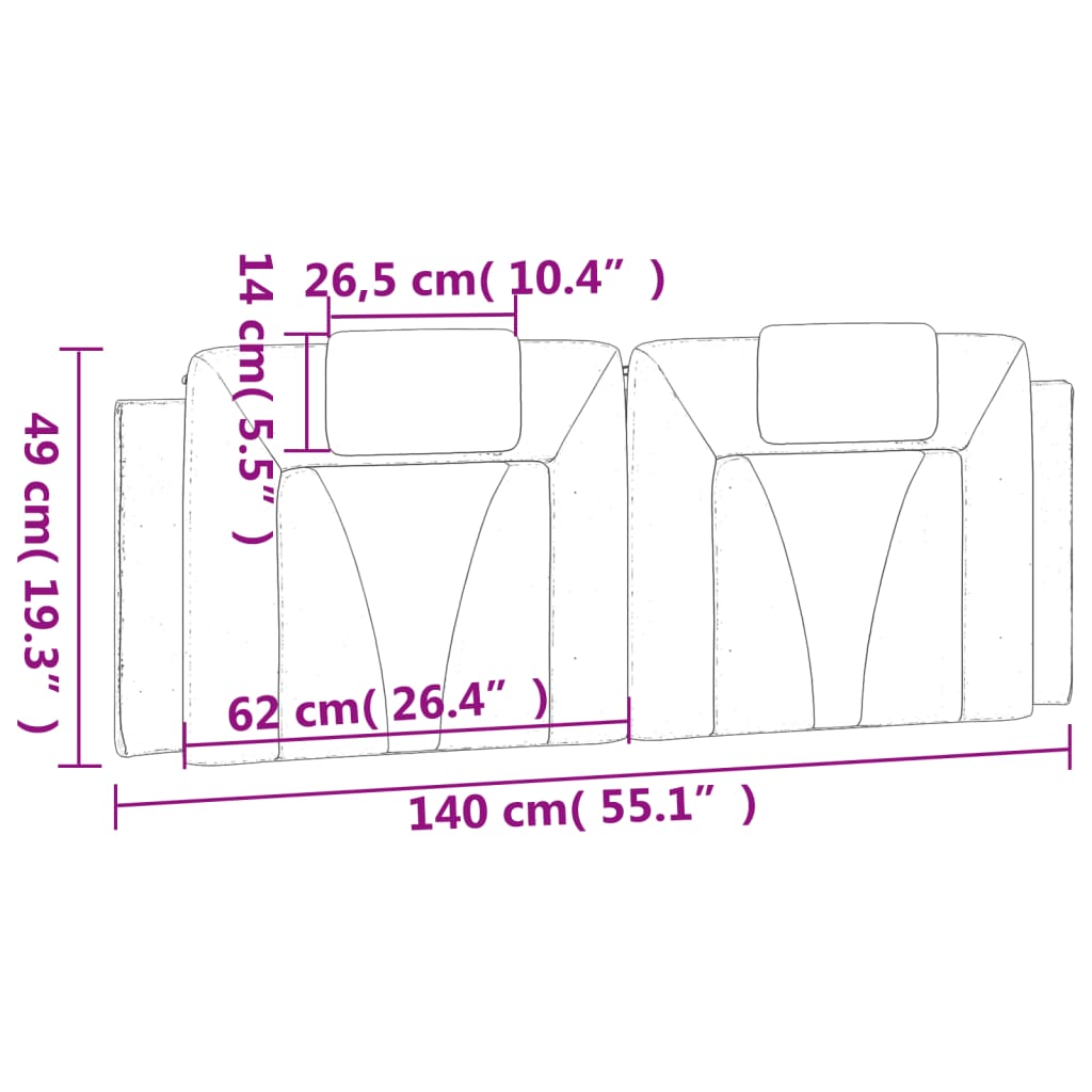 vidaXL Cabecero de cama acolchado cuero sintético marrón 140 cm