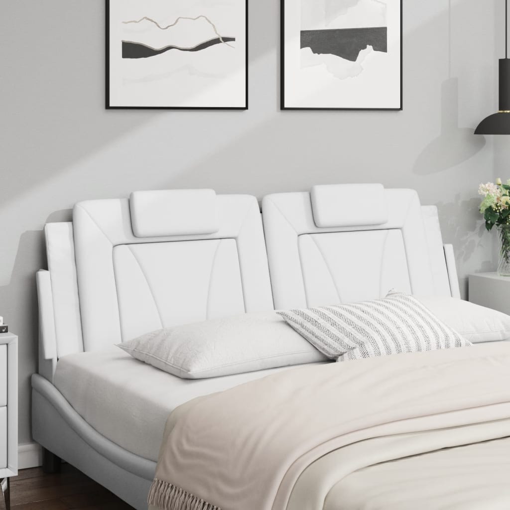 vidaXL Cabecero de cama acolchado cuero sintético blanco 160 cm