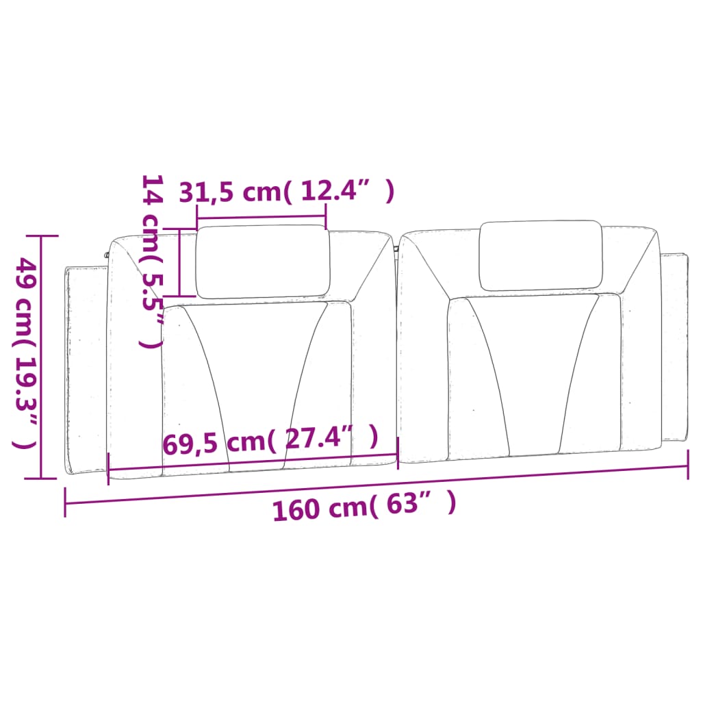 vidaXL Cabecero de cama acolchado cuero sintético blanco 160 cm