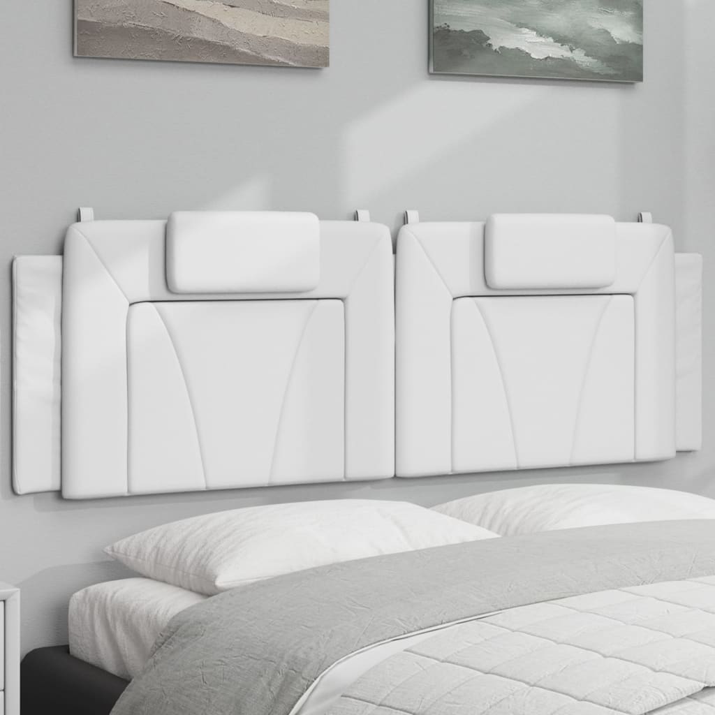 vidaXL Cabecero de cama acolchado cuero sintético blanco 160 cm