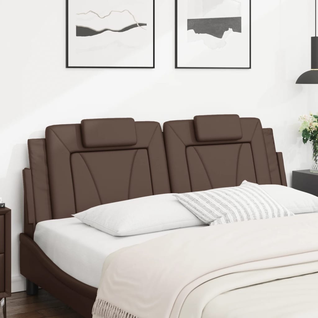 vidaXL Cabecero de cama acolchado cuero sintético marrón 160 cm