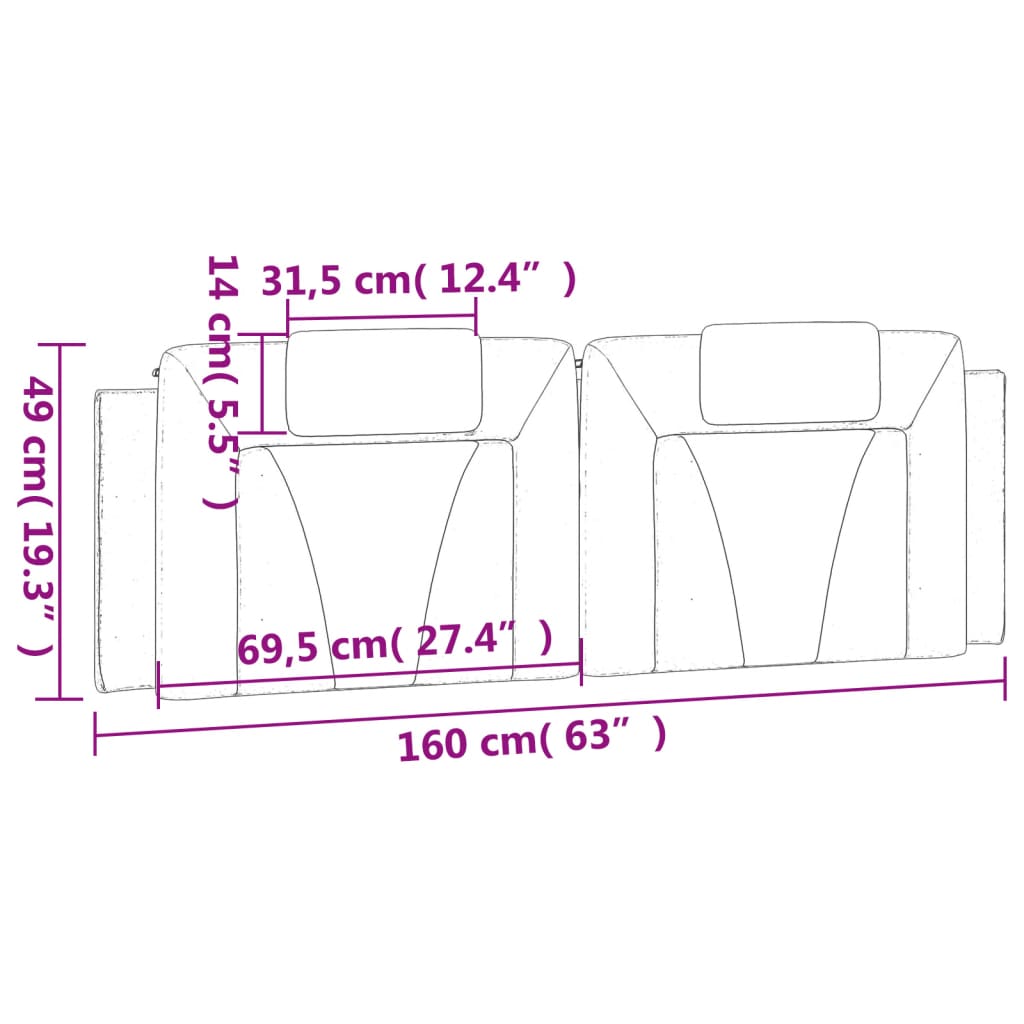 vidaXL Cabecero de cama acolchado cuero sintético capuchino 160 cm