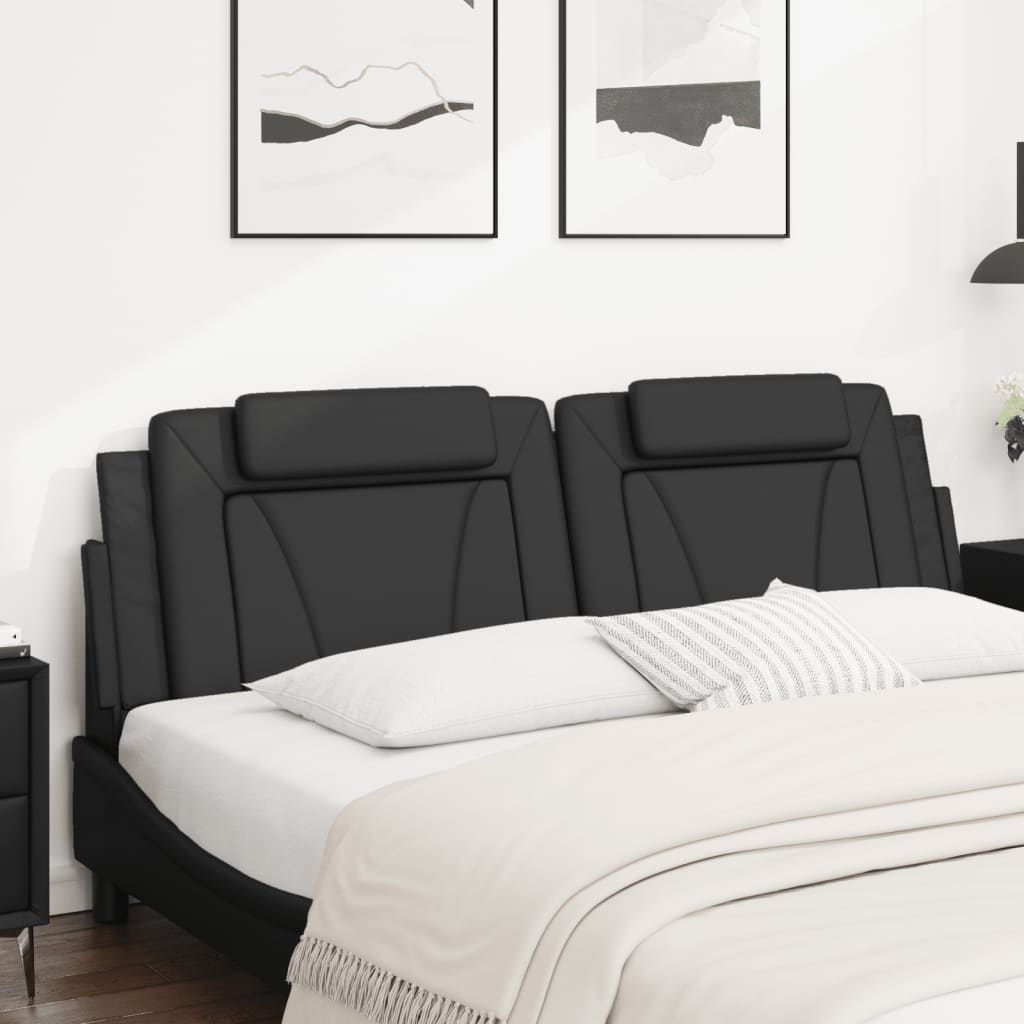 vidaXL Cabecero de cama acolchado cuero sintético negro 180 cm