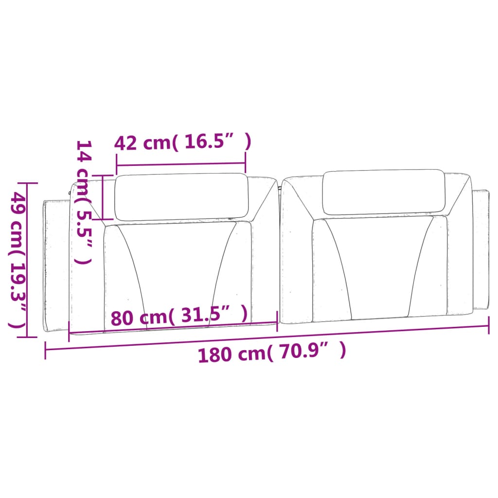 vidaXL Cabecero de cama acolchado cuero sintético negro 180 cm