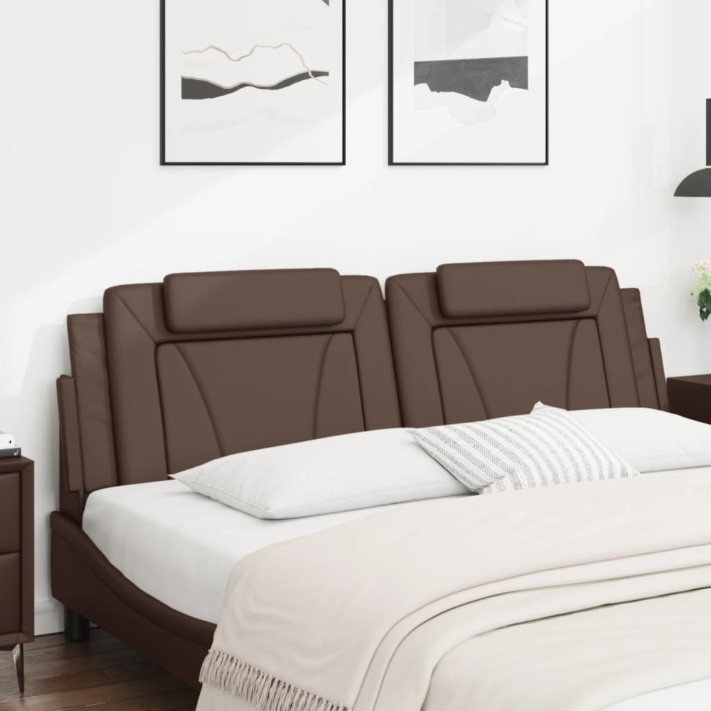 vidaXL Cabecero de cama acolchado cuero sintético marrón 180 cm