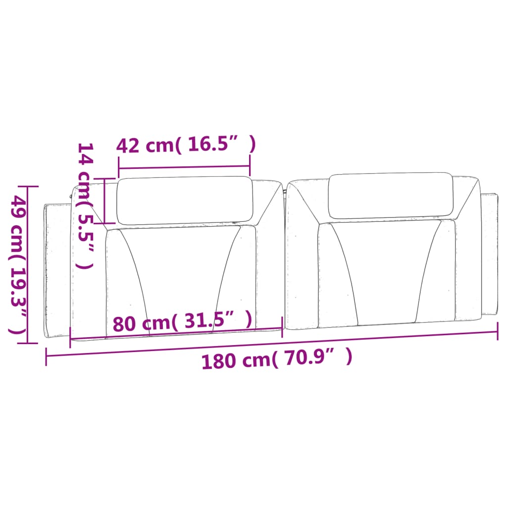 vidaXL Cabecero de cama acolchado cuero sintético marrón 180 cm