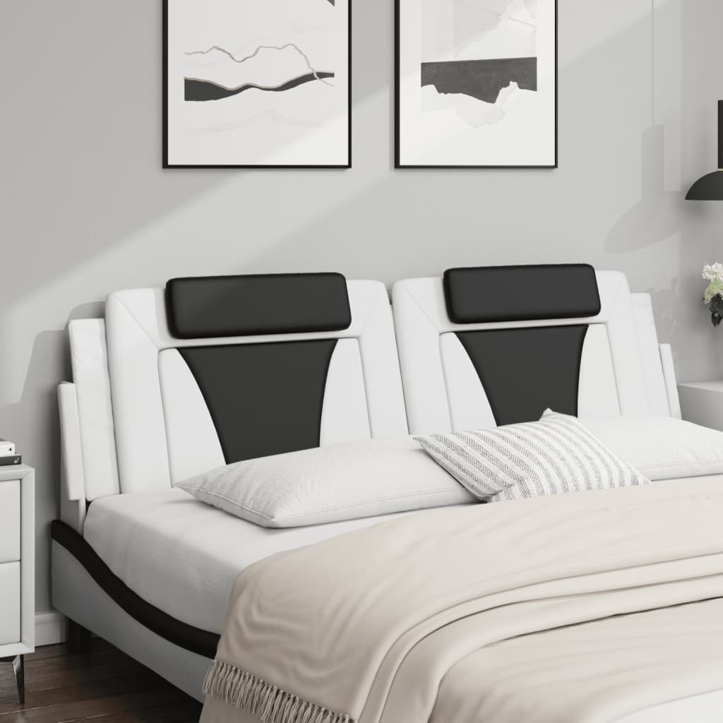 vidaXL Cabecero de cama acolchado cuero sintético blanco negro 180 cm