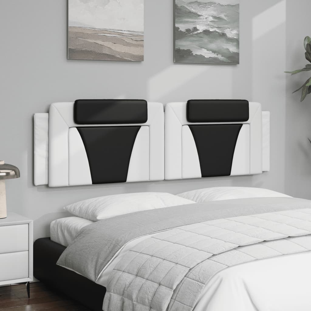 vidaXL Cabecero de cama acolchado cuero sintético blanco negro 180 cm