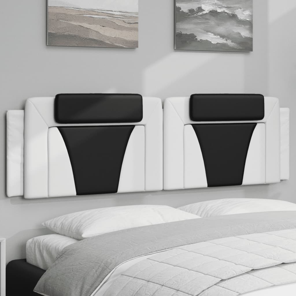 vidaXL Cabecero de cama acolchado cuero sintético blanco negro 180 cm