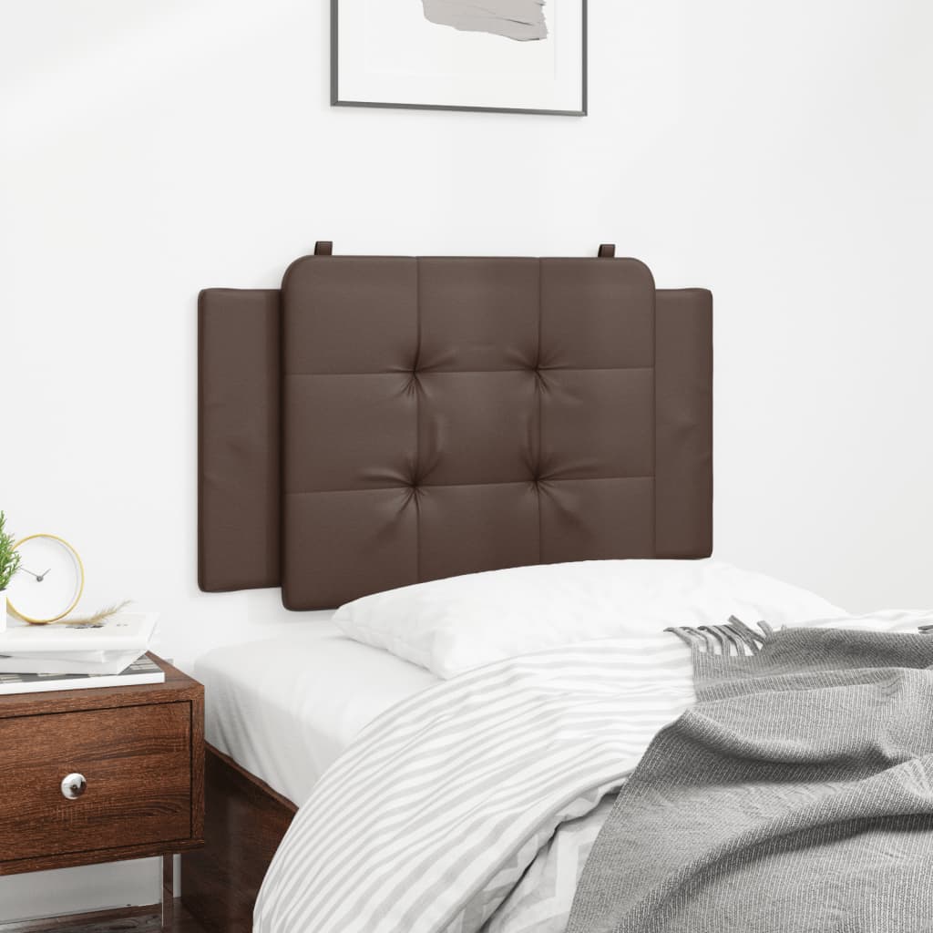 vidaXL Cabecero de cama acolchado cuero sintético marrón 90 cm