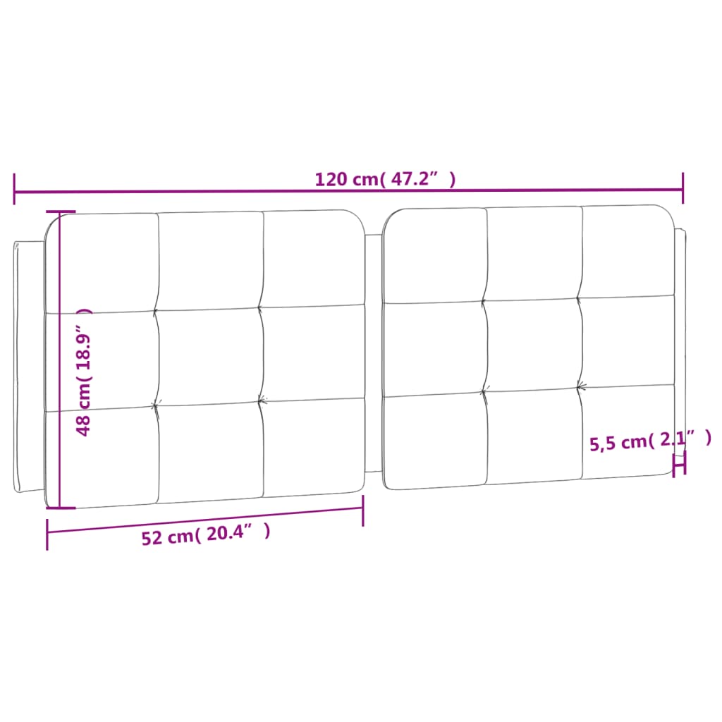 vidaXL Cabecero de cama acolchado cuero sintético blanco 120 cm