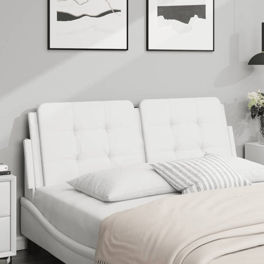 vidaXL Cabecero de cama acolchado cuero sintético blanco 120 cm