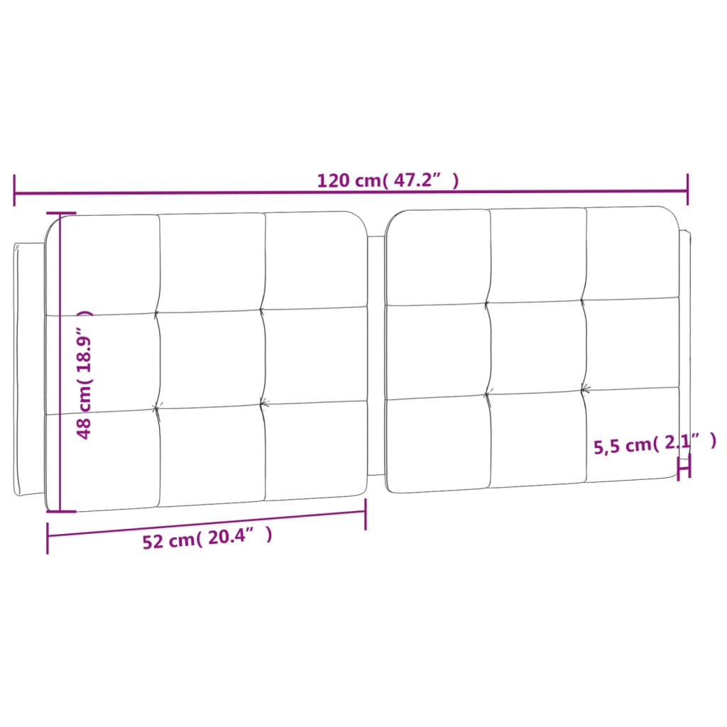 vidaXL Cabecero de cama acolchado cuero sintético capuchino 120 cm