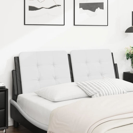 vidaXL Cabecero de cama acolchado cuero sintético blanco negro 120 cm