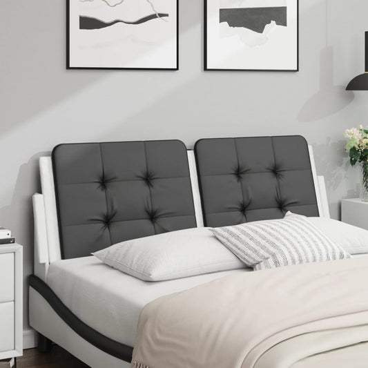 vidaXL Cabecero de cama acolchado cuero sintético negro blanco 120 cm