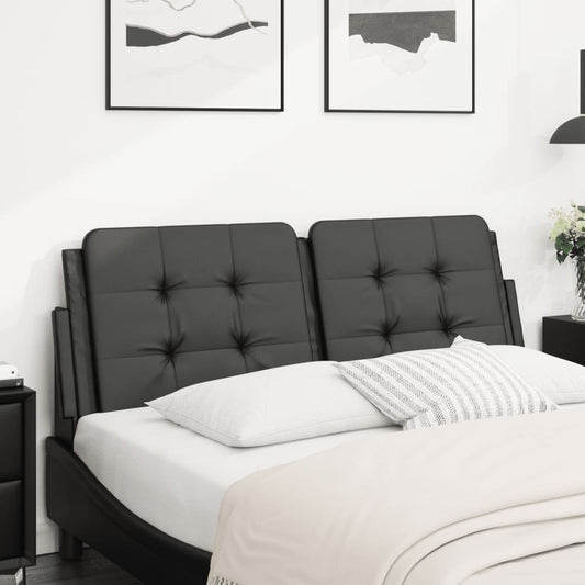 vidaXL Cabecero de cama acolchado cuero sintético negro 140 cm