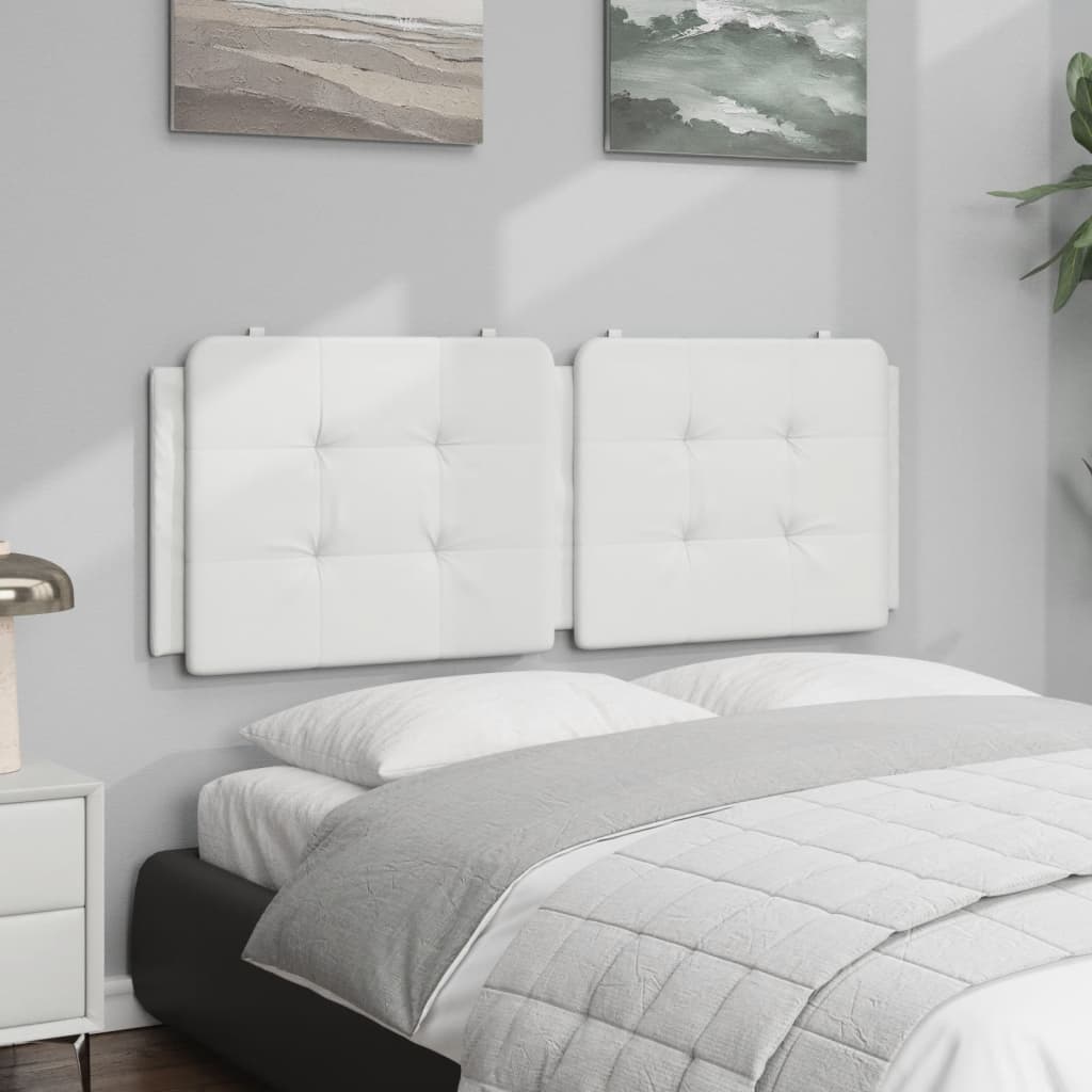 vidaXL Cabecero de cama acolchado cuero sintético blanco 140 cm