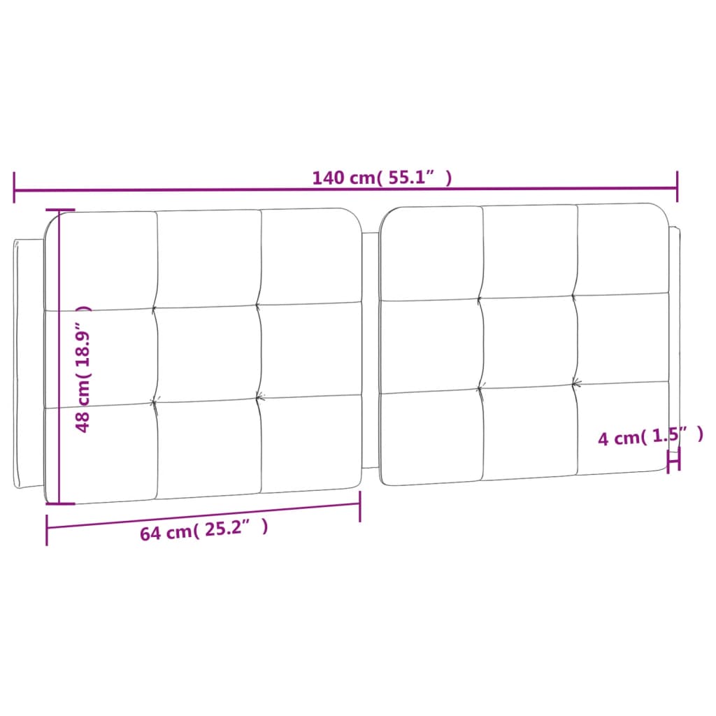 vidaXL Cabecero de cama acolchado cuero sintético marrón 140 cm