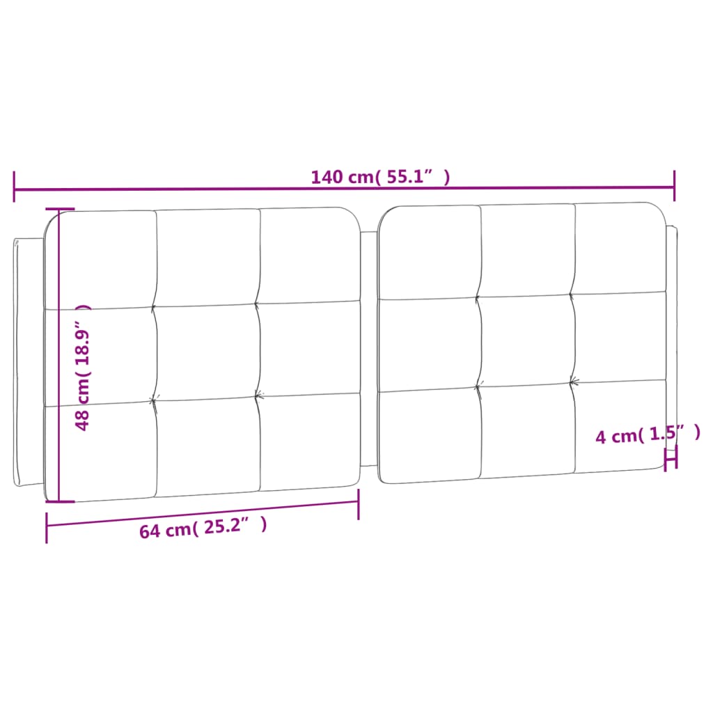 vidaXL Cabecero de cama acolchado cuero sintético capuchino 140 cm