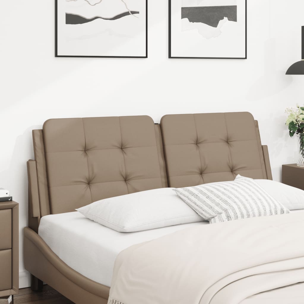 vidaXL Cabecero de cama acolchado cuero sintético capuchino 140 cm