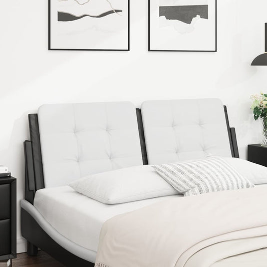 vidaXL Cabecero de cama acolchado cuero sintético blanco negro 140 cm