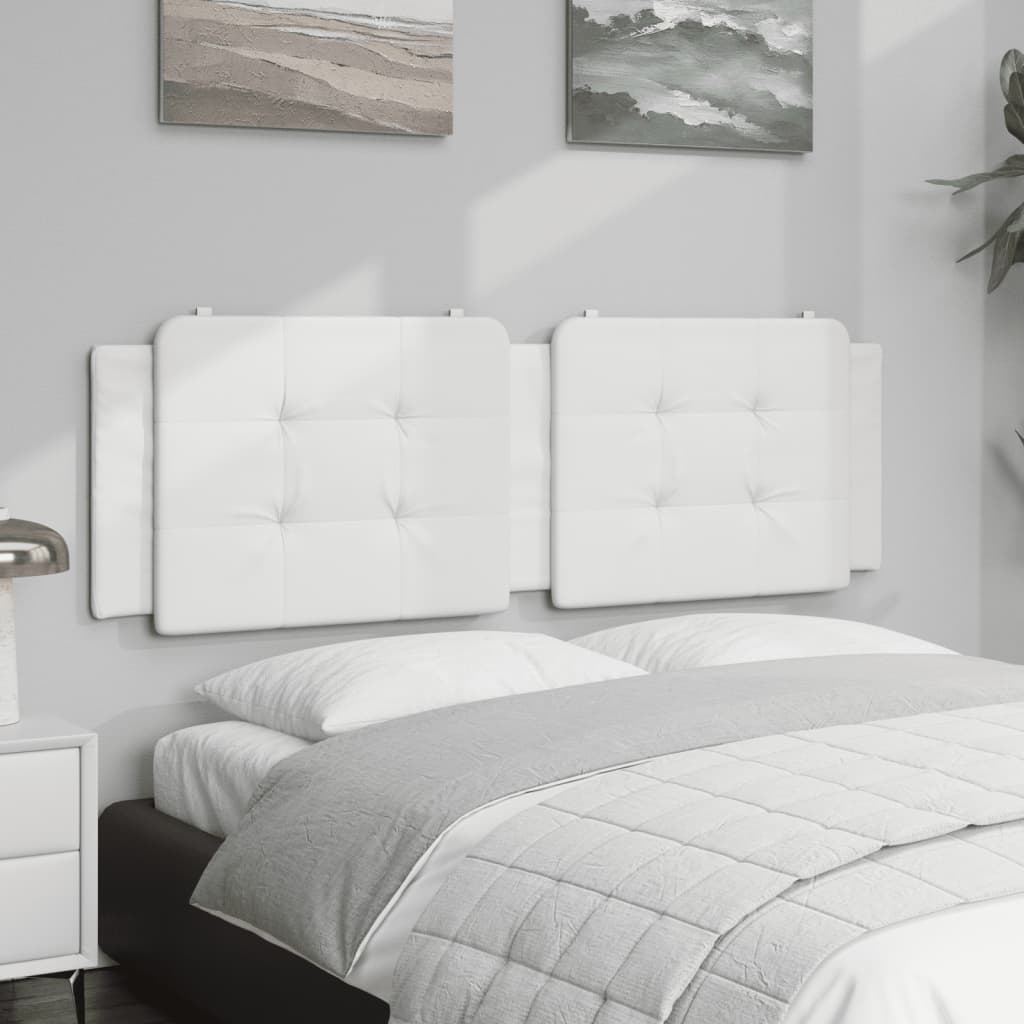 vidaXL Cabecero de cama acolchado cuero sintético blanco 160 cm