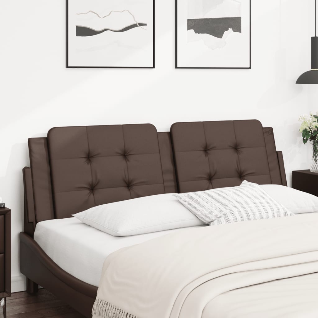 vidaXL Cabecero de cama acolchado cuero sintético marrón 160 cm