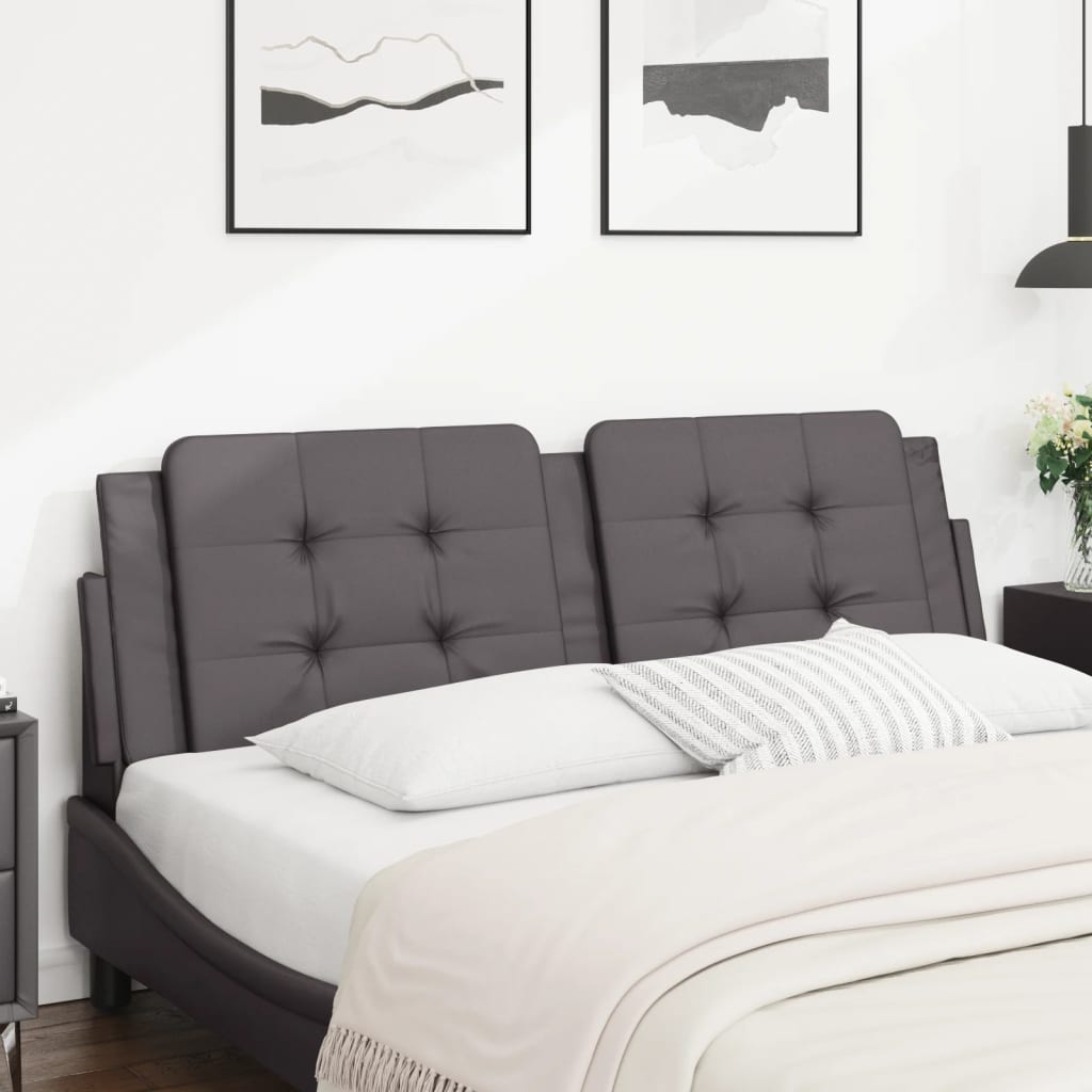 vidaXL Cabecero de cama acolchado cuero sintético gris 160 cm