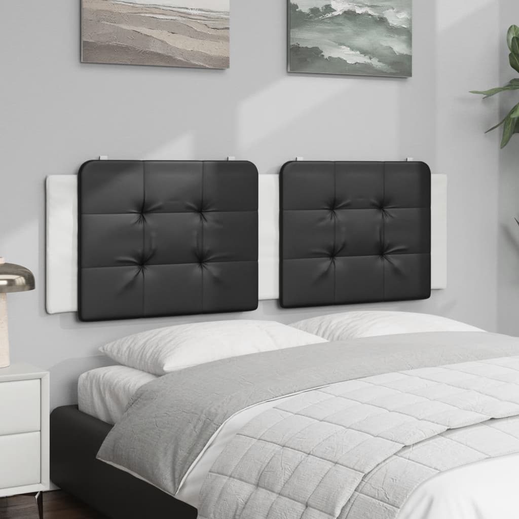 vidaXL Cabecero de cama acolchado cuero sintético negro blanco 160 cm