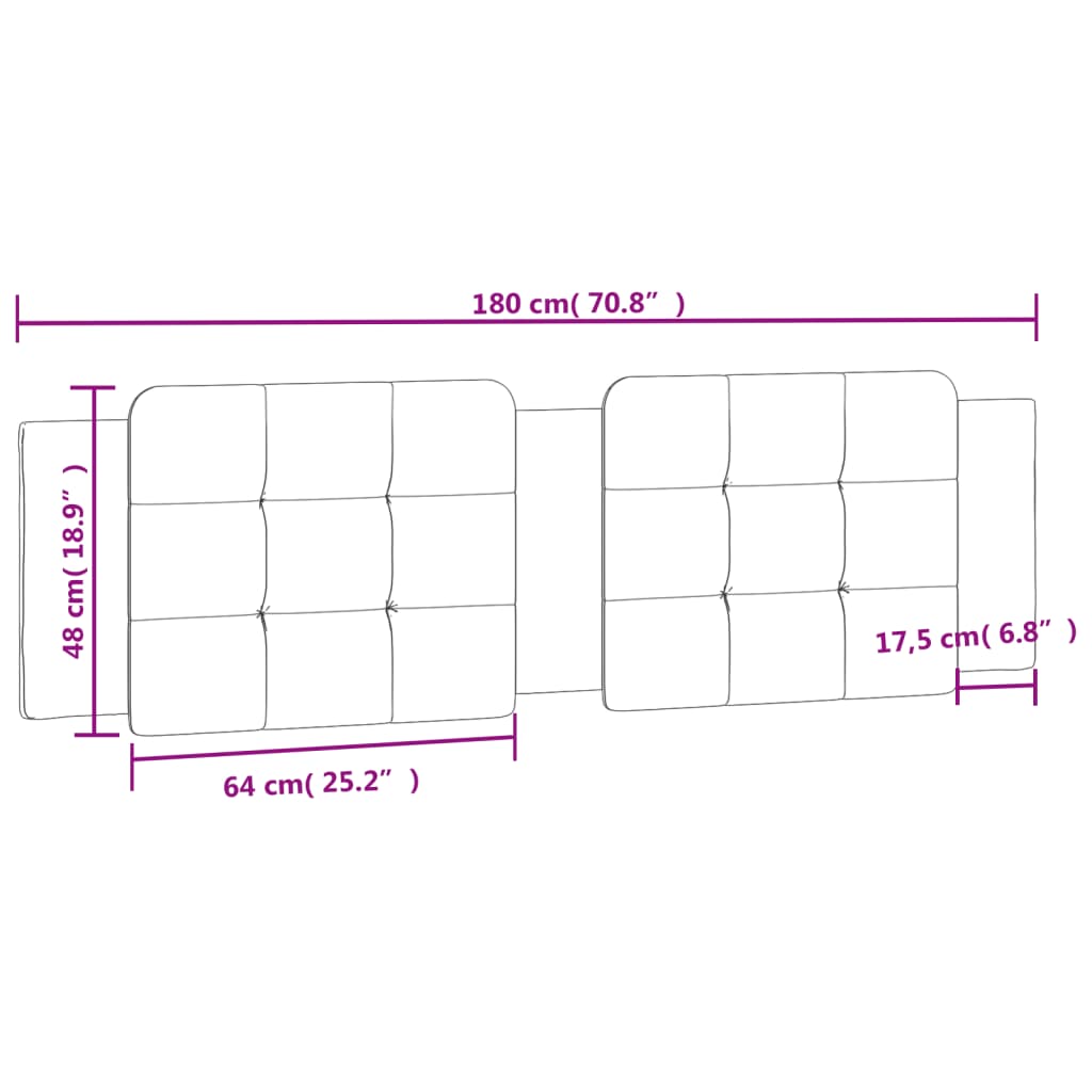 vidaXL Cabecero de cama acolchado cuero sintético negro 180 cm