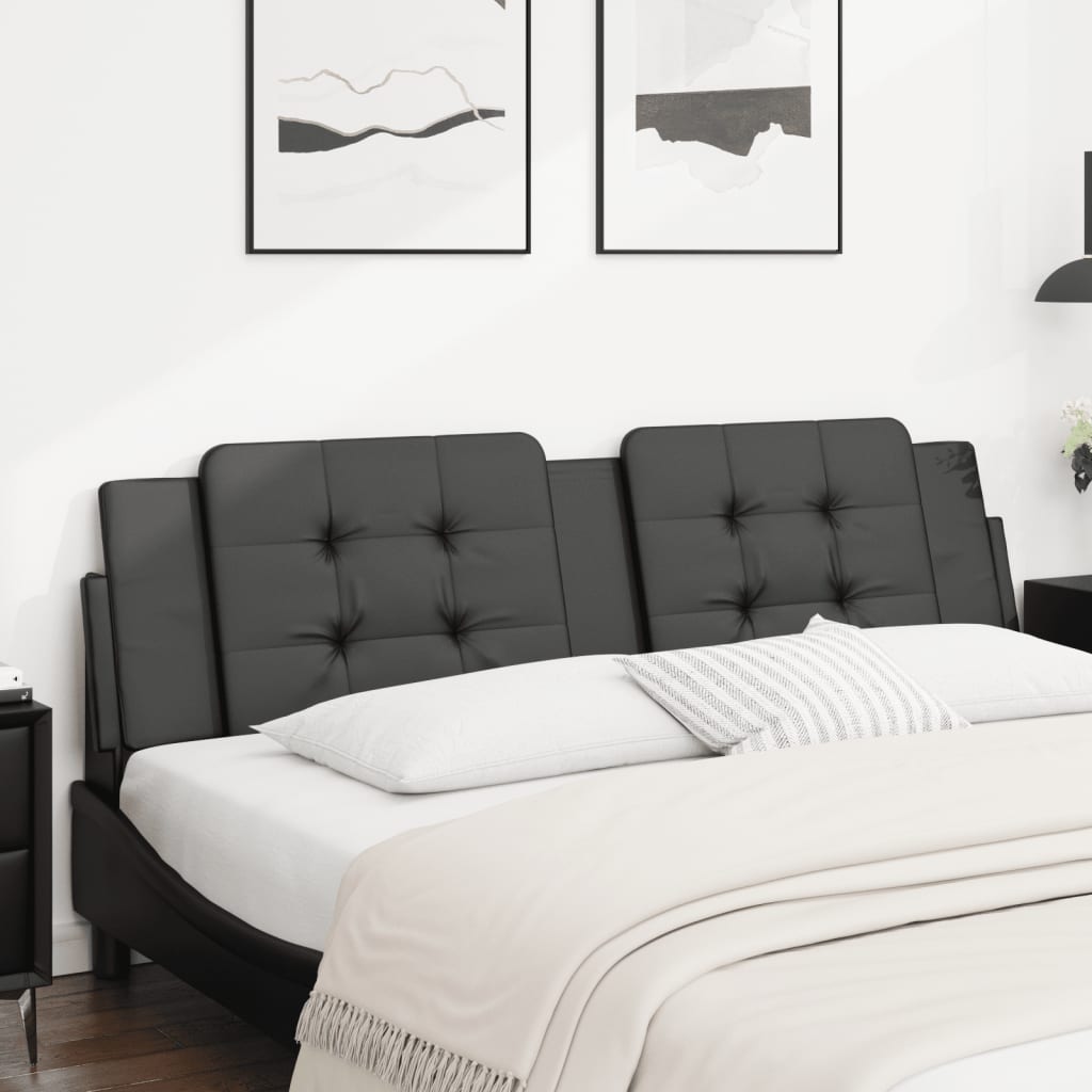 vidaXL Cabecero de cama acolchado cuero sintético negro 180 cm