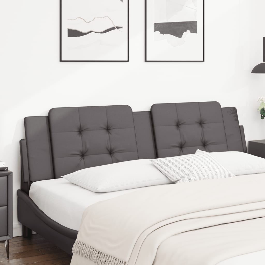 vidaXL Cabecero de cama acolchado cuero sintético gris 180 cm