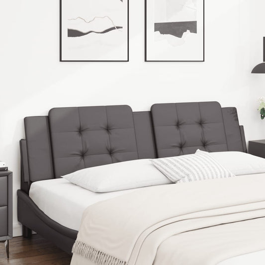 vidaXL Cabecero de cama acolchado cuero sintético gris 180 cm