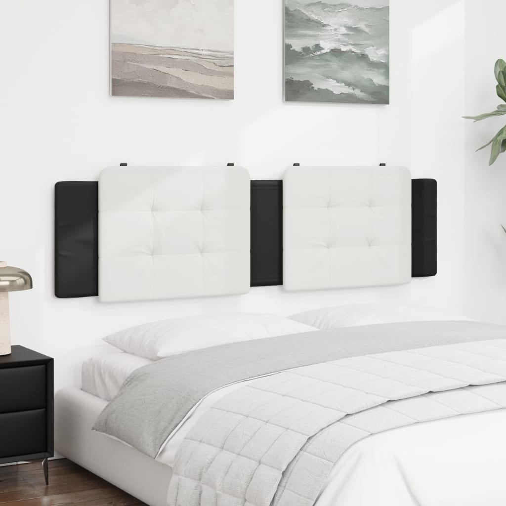 vidaXL Cabecero de cama acolchado cuero sintético blanco negro 180 cm