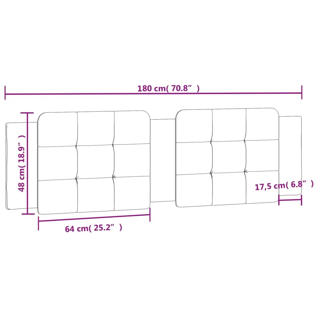 vidaXL Cabecero de cama acolchado cuero sintético blanco negro 180 cm