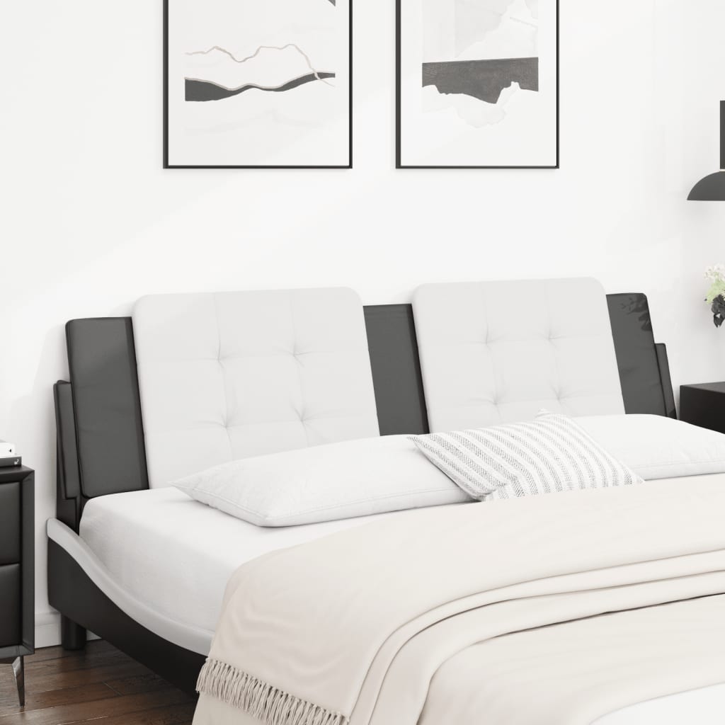 vidaXL Cabecero de cama acolchado cuero sintético blanco negro 180 cm