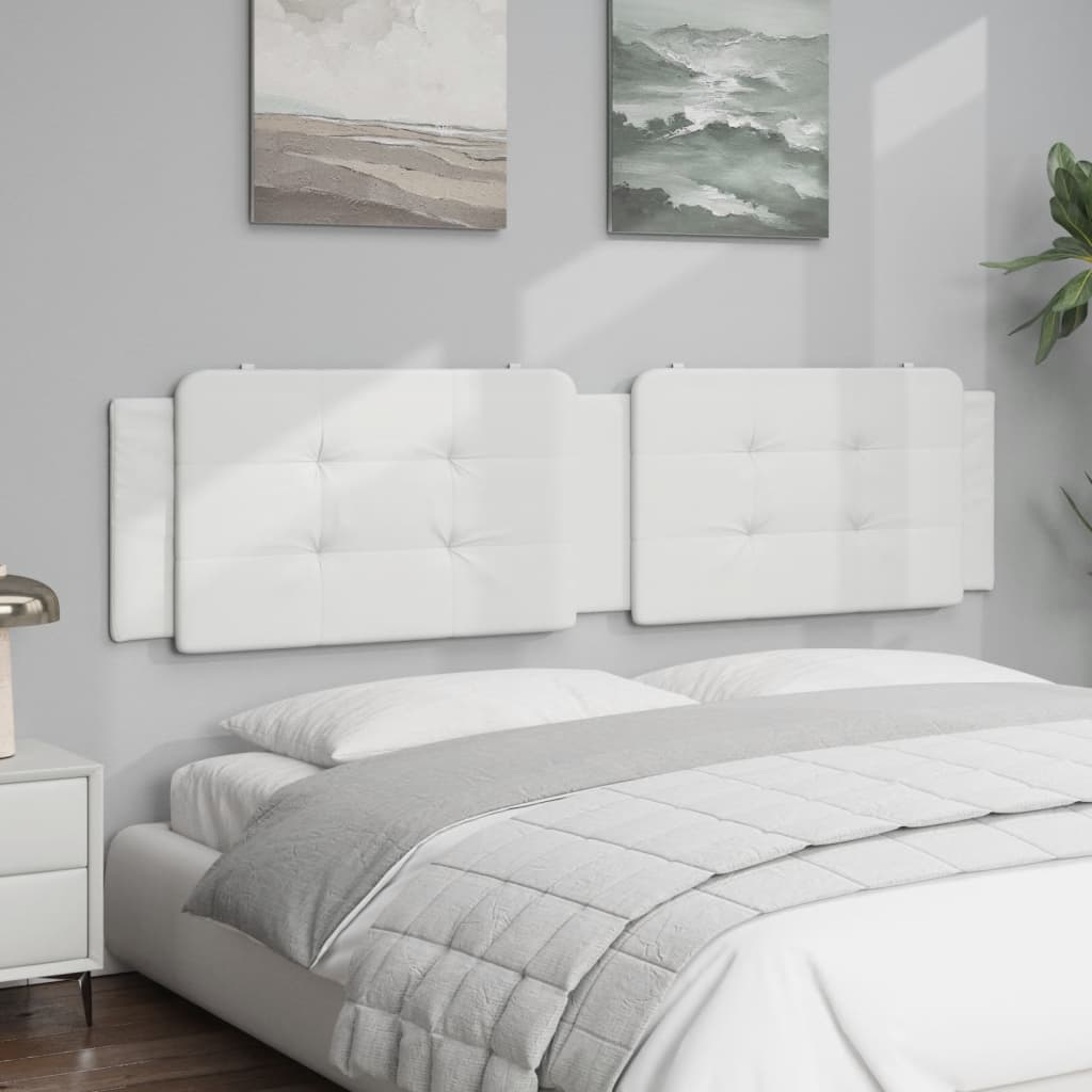 vidaXL Cabecero de cama acolchado cuero sintético blanco 200 cm