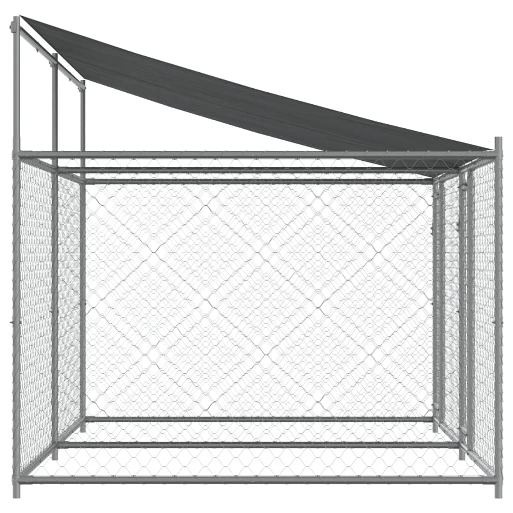 vidaXL Jaula de perros techo y puertas acero galvanizado gris 4x2x2 m