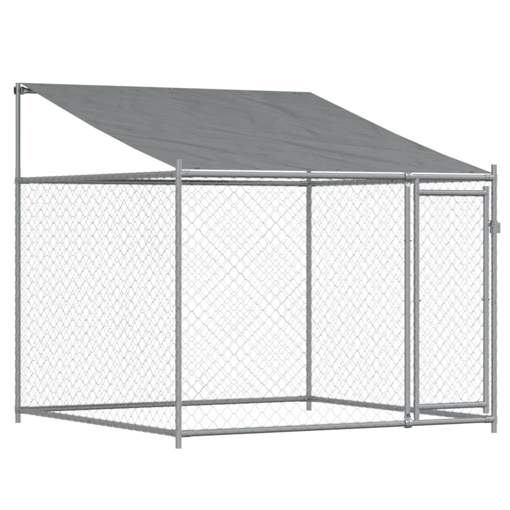 vidaXL Jaula de perros techo y puertas acero galvanizado gris 4x2x2 m