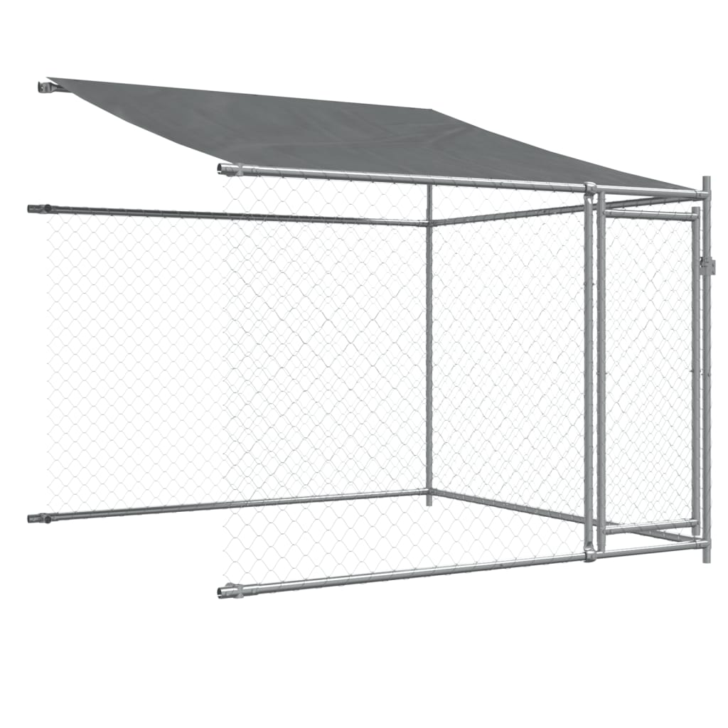 vidaXL Jaula de perros techo y puertas acero galvanizado gris 4x2x2 m