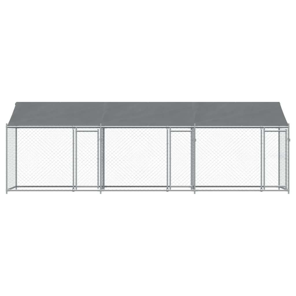 vidaXL Jaula de perros techo y puertas acero galvanizado gris 6x2x2 m