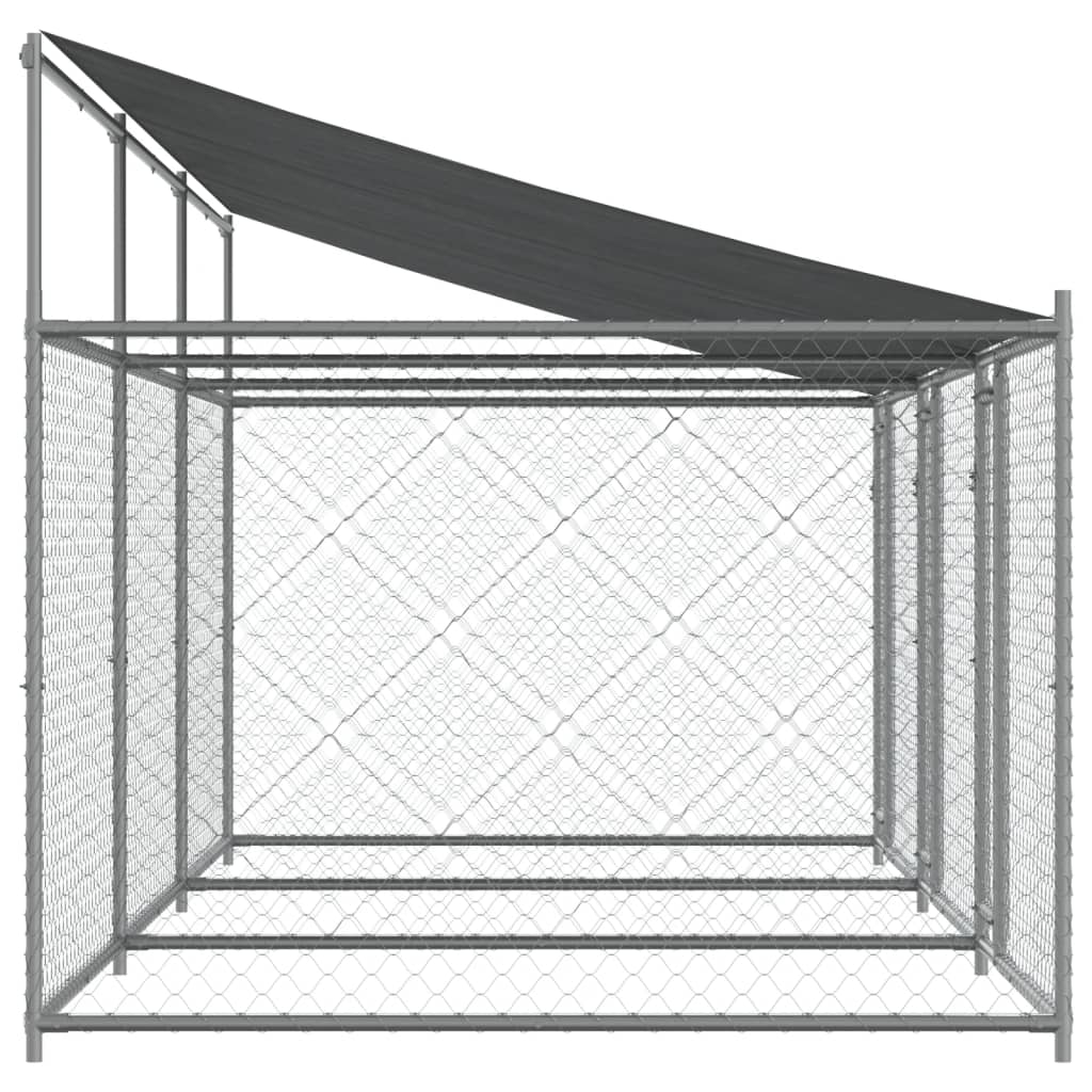 vidaXL Jaula de perros techo y puertas acero galvanizado gris 6x2x2 m