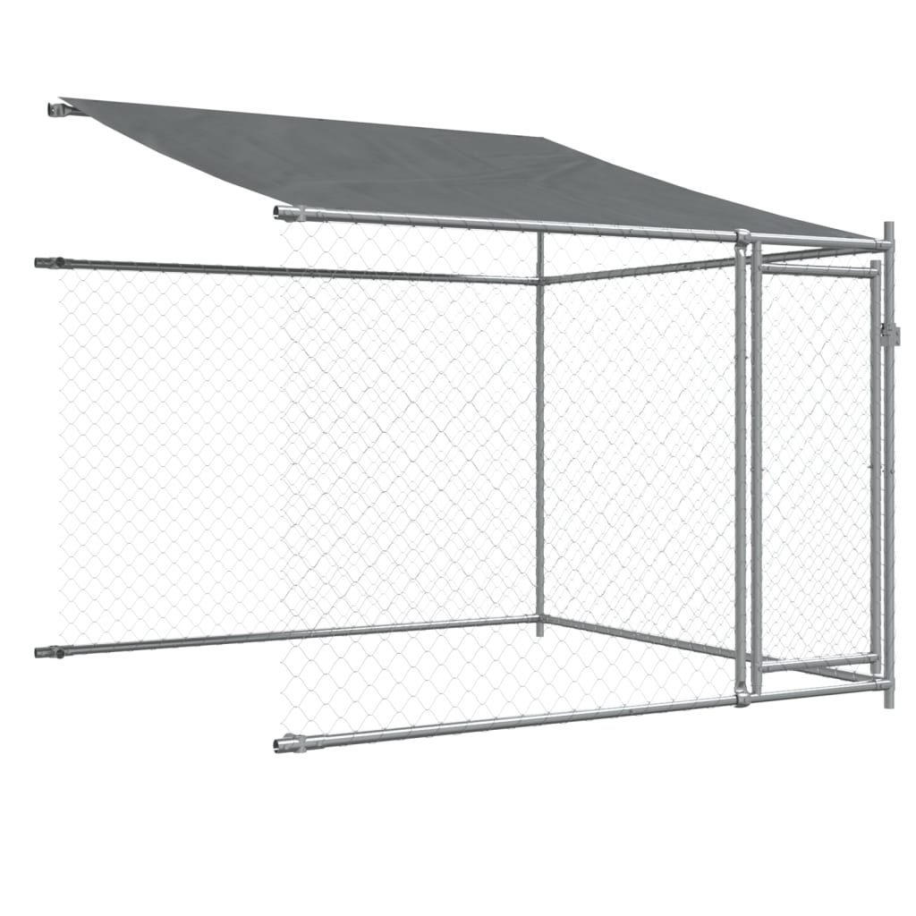 vidaXL Jaula de perros techo y puertas acero galvanizado gris 6x2x2 m