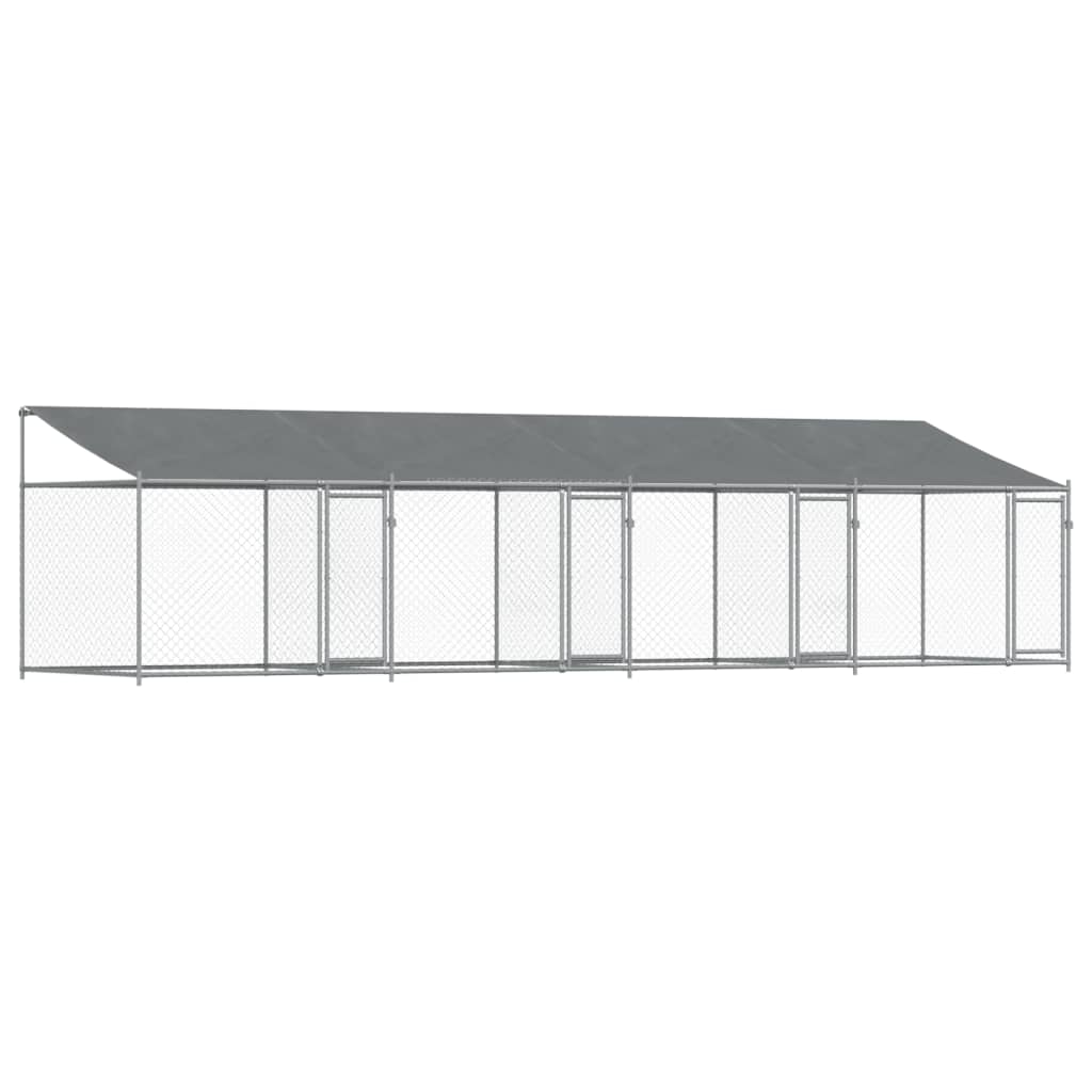 vidaXL Jaula de perros techo y puertas acero galvanizado gris 8x2x2 m