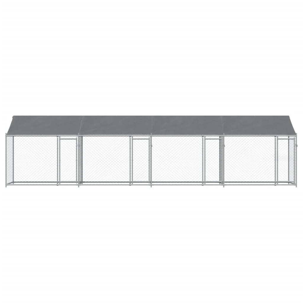 vidaXL Jaula de perros techo y puertas acero galvanizado gris 8x2x2 m