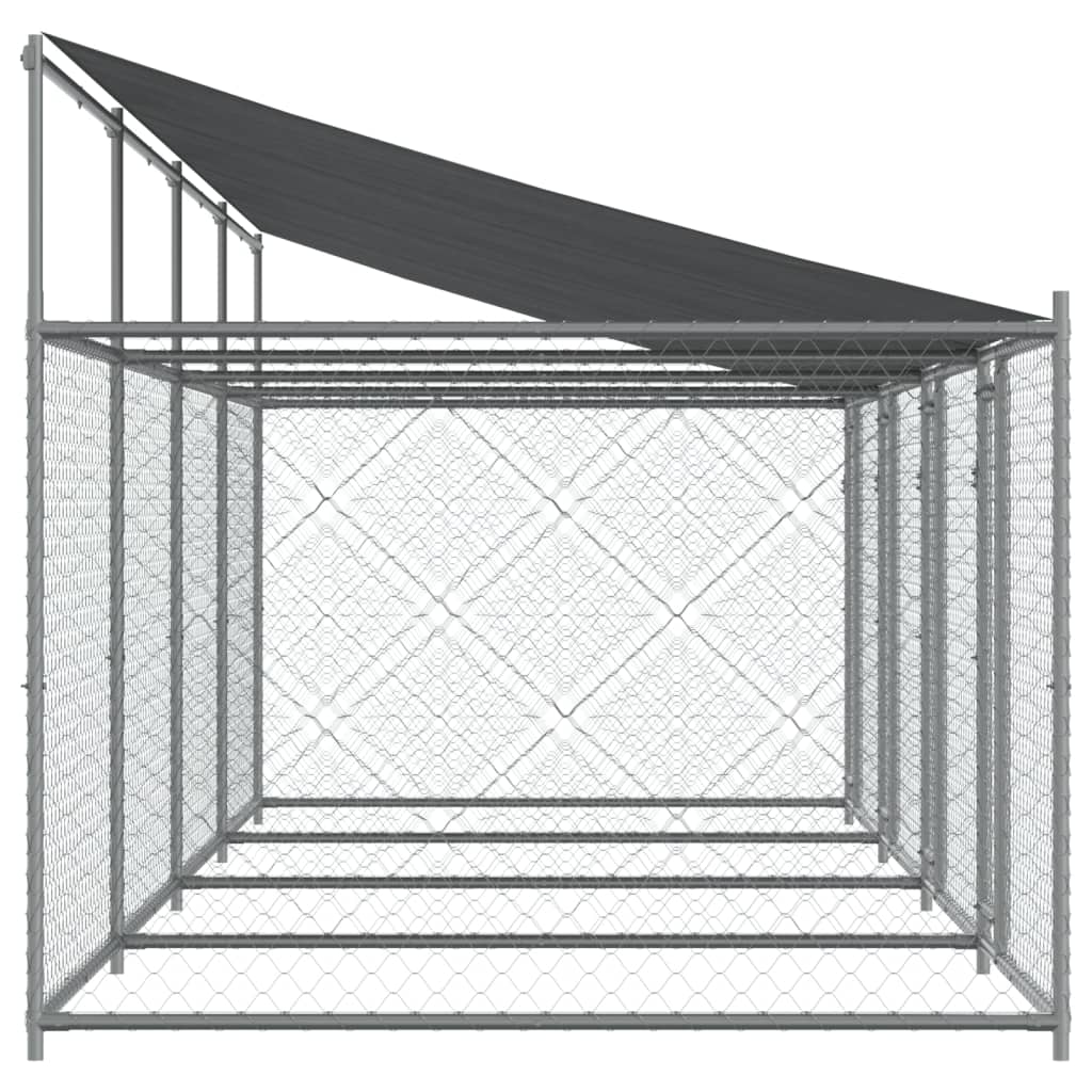 vidaXL Jaula de perros techo y puertas acero galvanizado gris 8x2x2 m