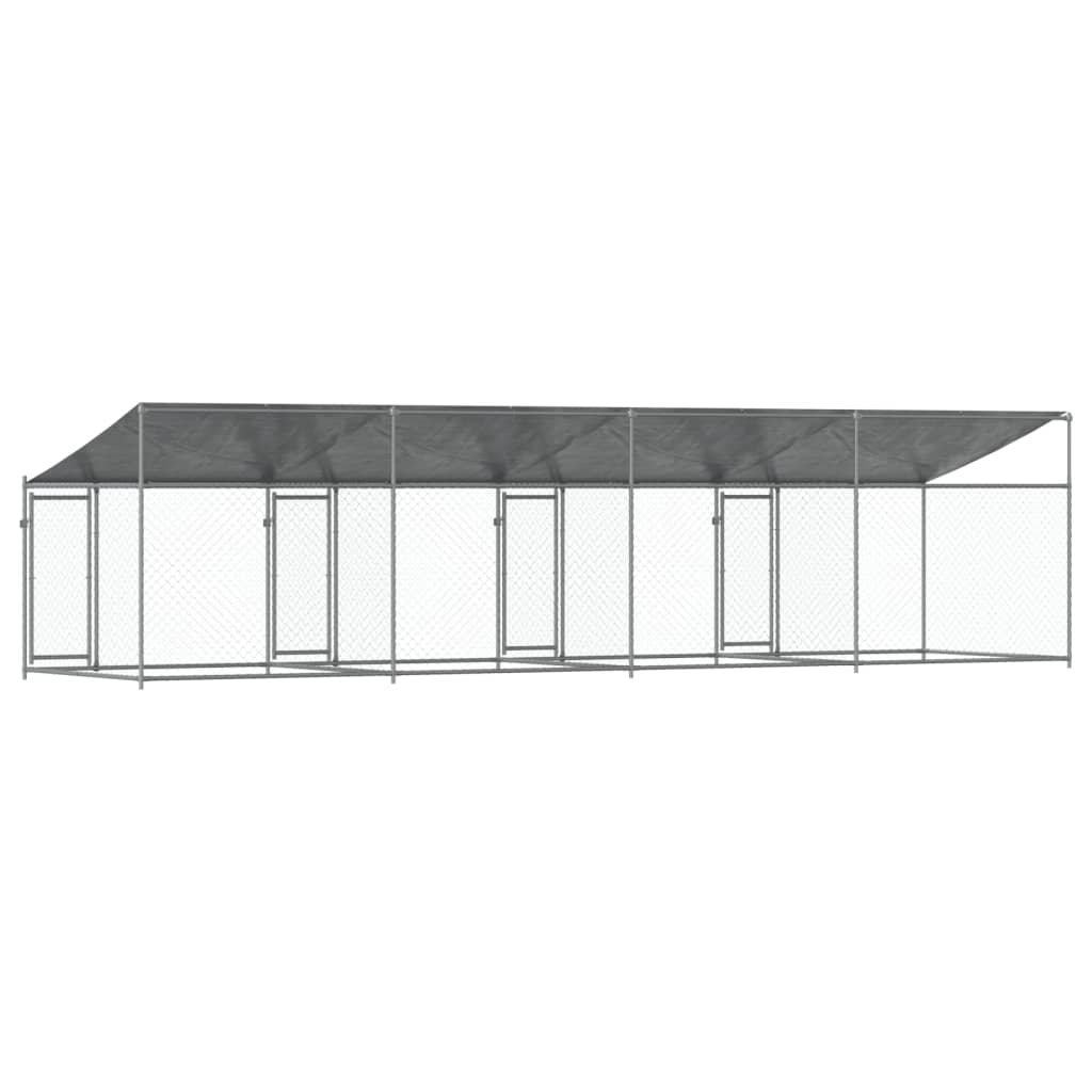 vidaXL Jaula de perros techo y puertas acero galvanizado gris 8x2x2 m